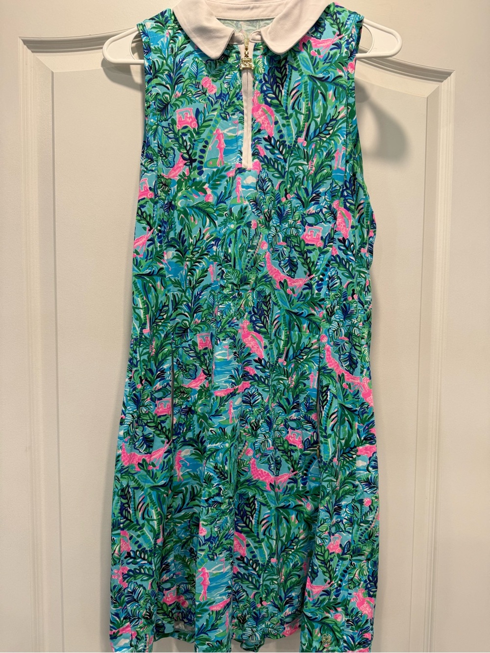 Lilly Pulitzer Green & Pink Tropical Print Midi Dress